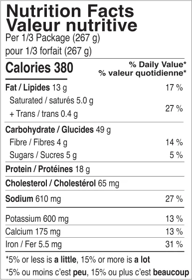 nutr facts beef lasagna