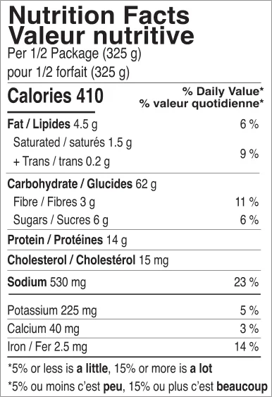 nutr facts spaghetti